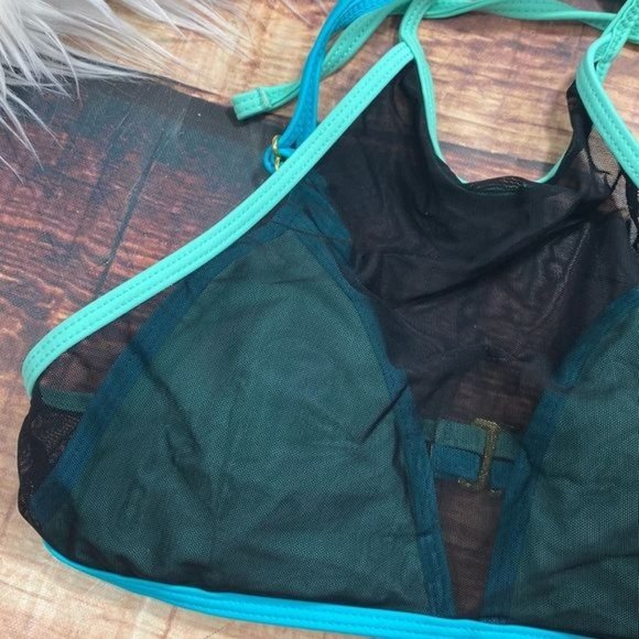 RELISTED Catalina Mesh Teal Blue Bikini Top - Picture 2 of 8